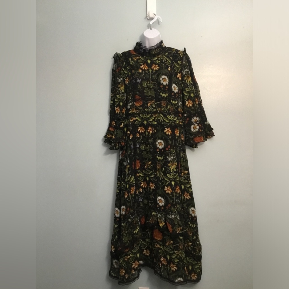 Dalia Black Floral Long Sleeve Dress - Picture 2 of 14